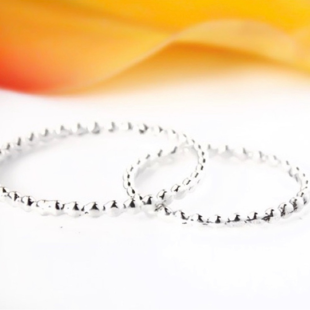 Sterling Silver Beaded Stackable Band Ring - Picture 3 of 4